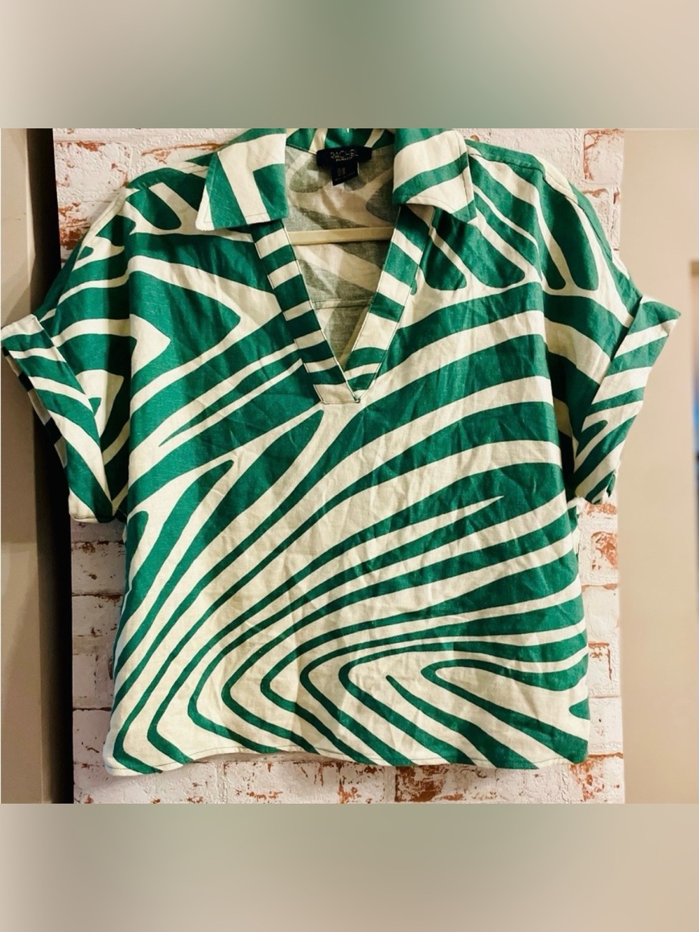 RACHEL Rachel Roy Green and White Blouse